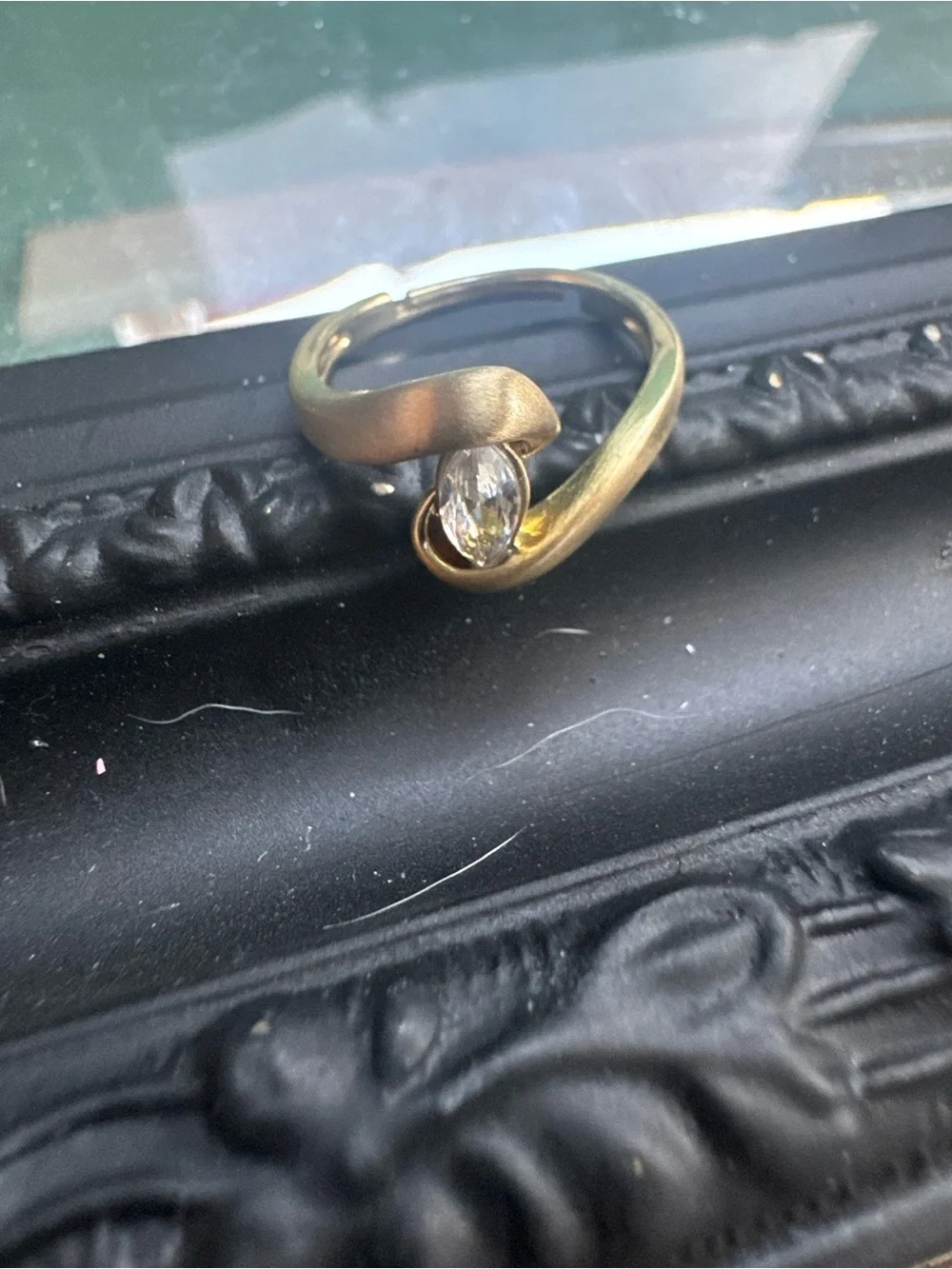 Gold-tone Women's Wrap Ring with Marquise Clear Stone